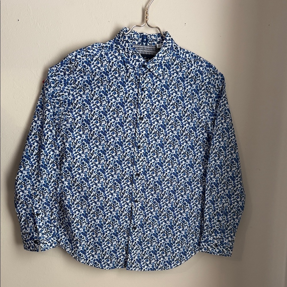 Robert Graham Blue and White Floral Shirt